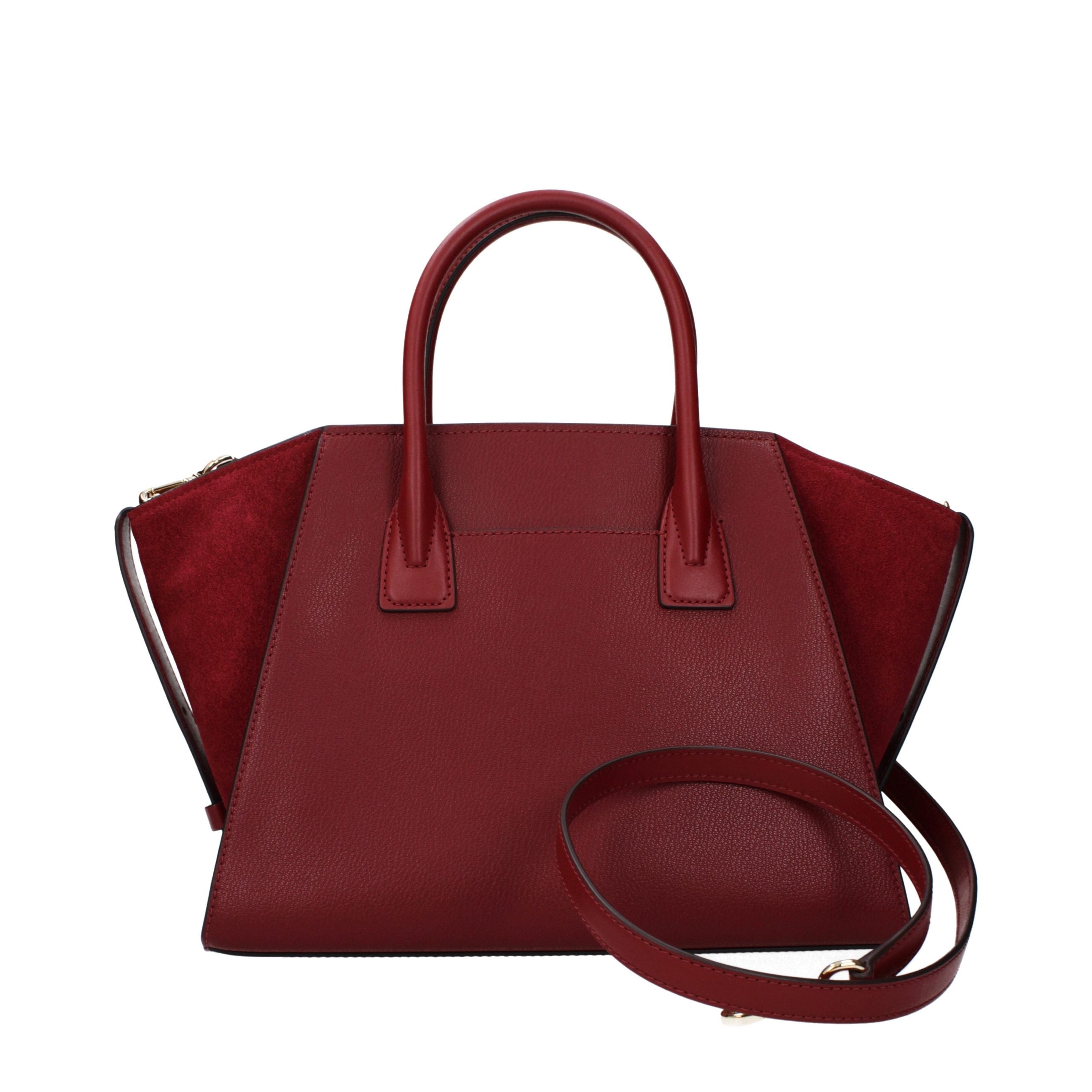 Michael Kors Avril Large Leather and Suede Satchel Cherry
