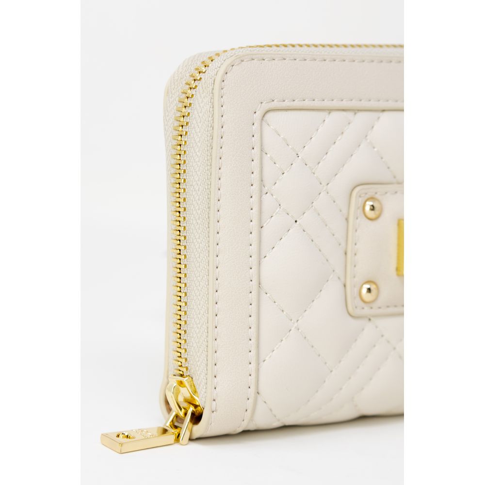 Love Moschino Beige Quilted Zip Around Wallet