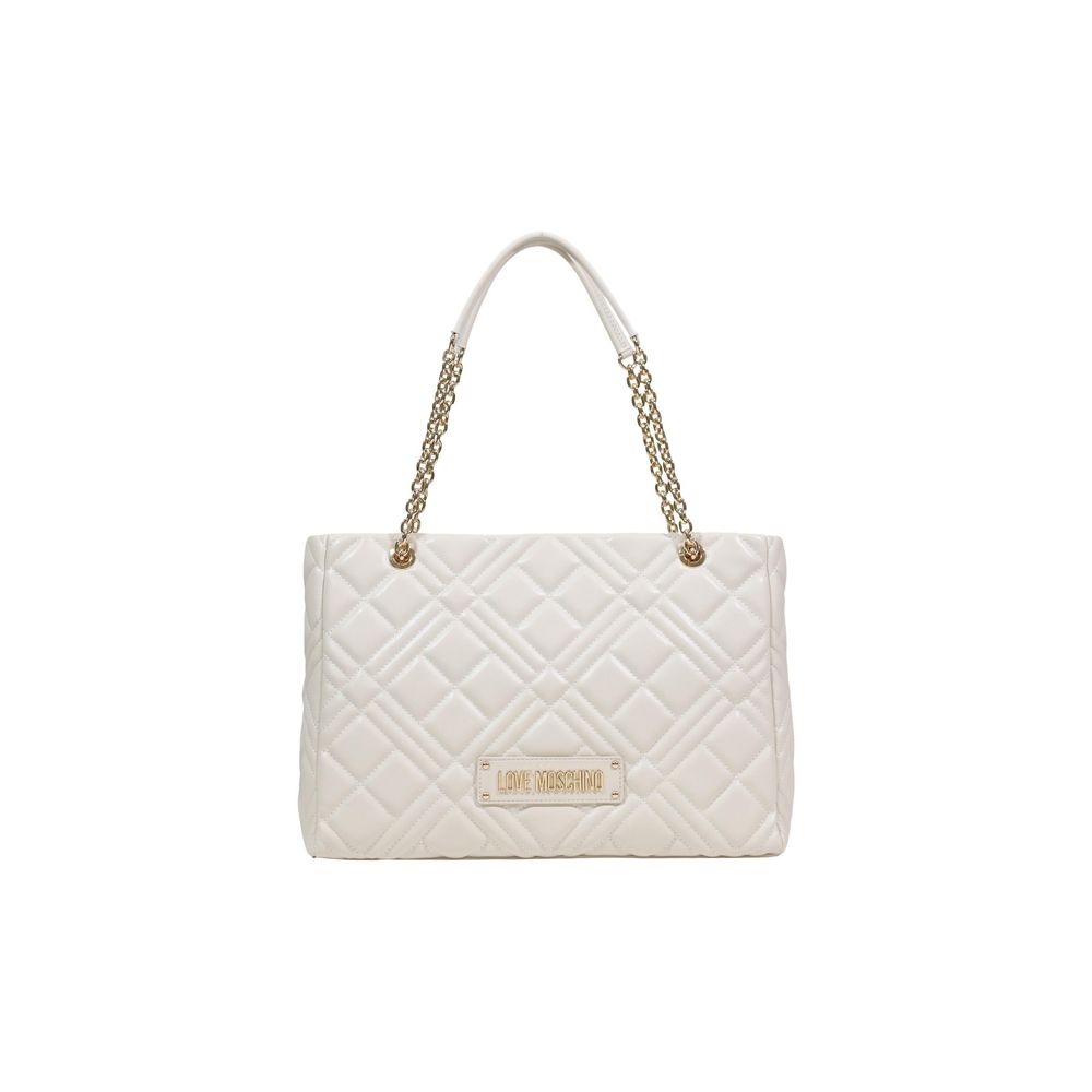 Love Moschino Large Ivory Quilted Chain Shoulder Bag