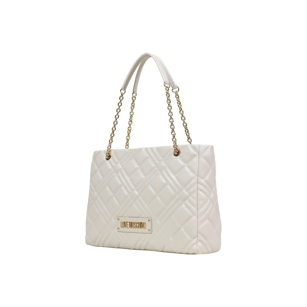 Love Moschino Large Ivory Quilted Chain Shoulder Bag