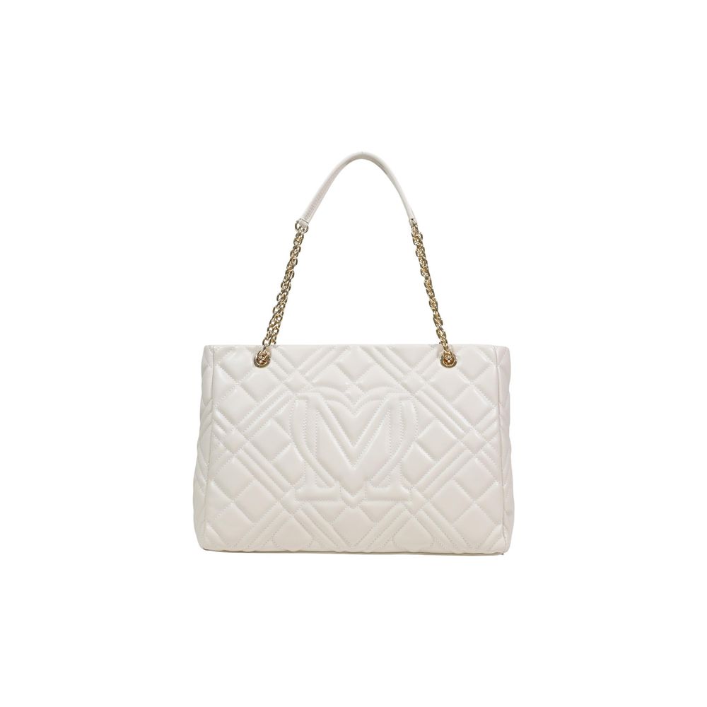 Love Moschino Large Ivory Quilted Chain Shoulder Bag