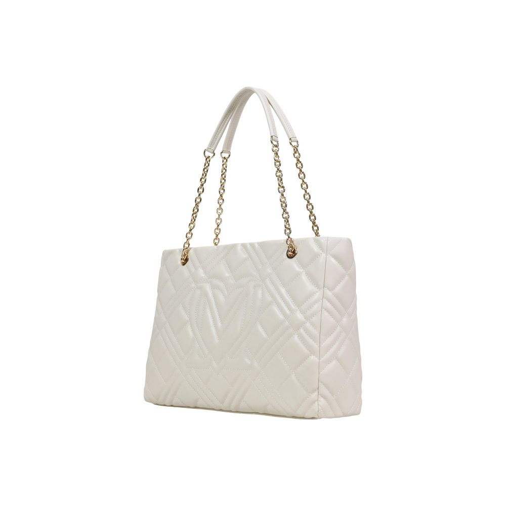 Love Moschino Large Ivory Quilted Chain Shoulder Bag