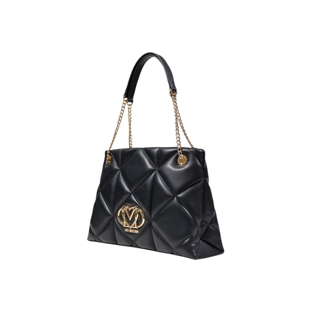 Love Moschino Large Black Quilted Chain Tote Bag
