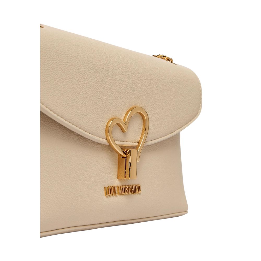 Love Moschino Beige Heart Chain Shoulder Bag