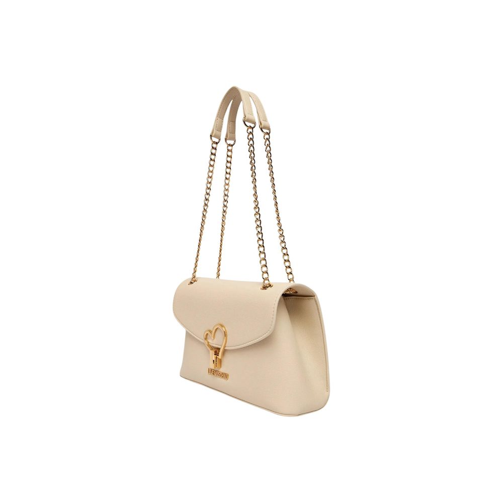 Love Moschino Beige Heart Chain Shoulder Bag