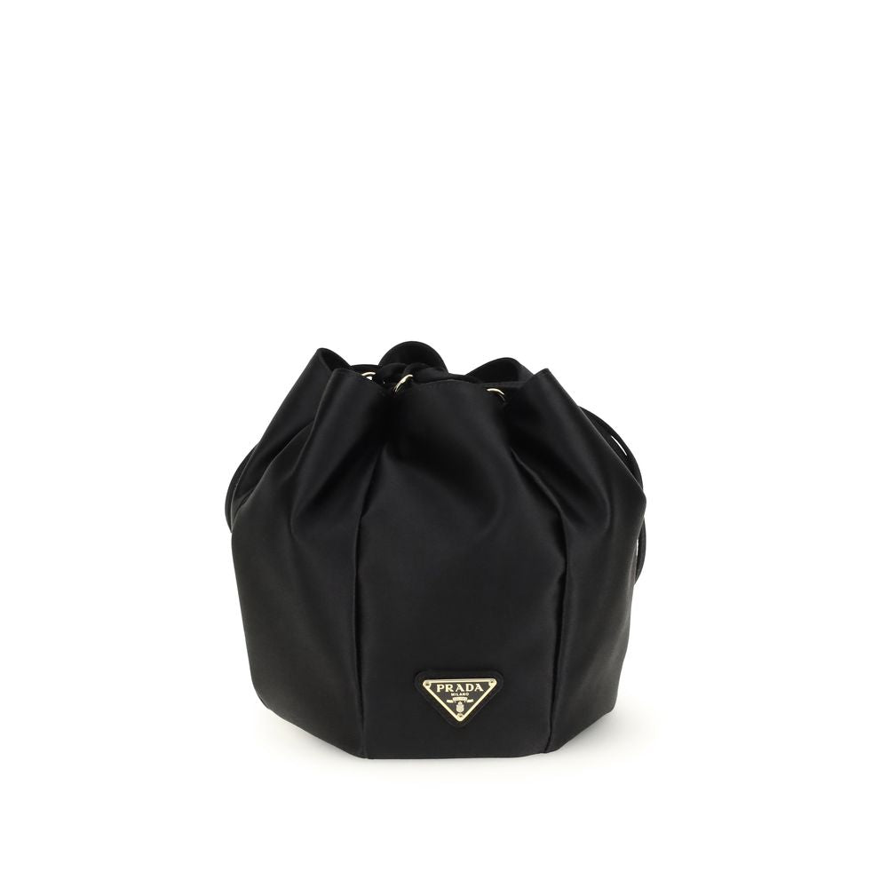 Prada Satin Mini Bucket Bag with Logo