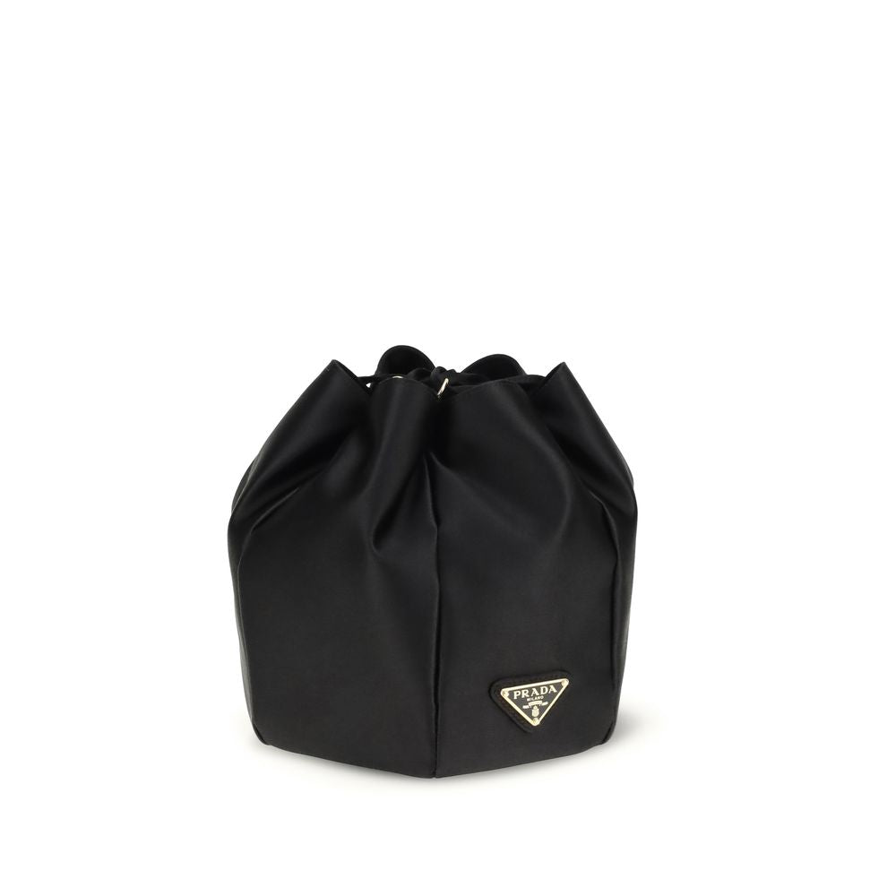 Prada Satin Mini Bucket Bag with Logo