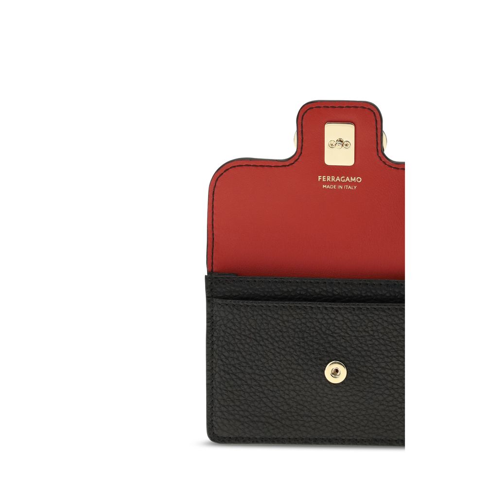 Ferragamo Gancini Black Leather Key Holder