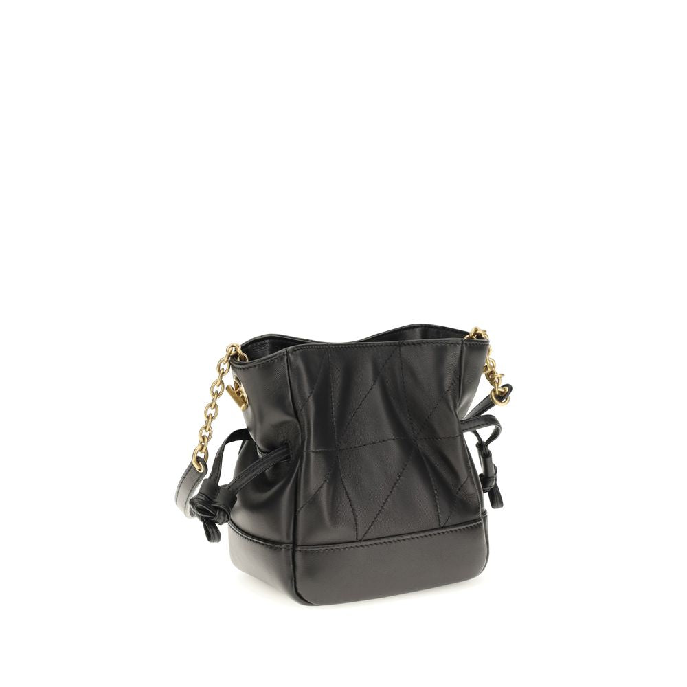 Saint Laurent Jamie Mini Drawstring Shoulder Bag Black Lambskin YSL Logo