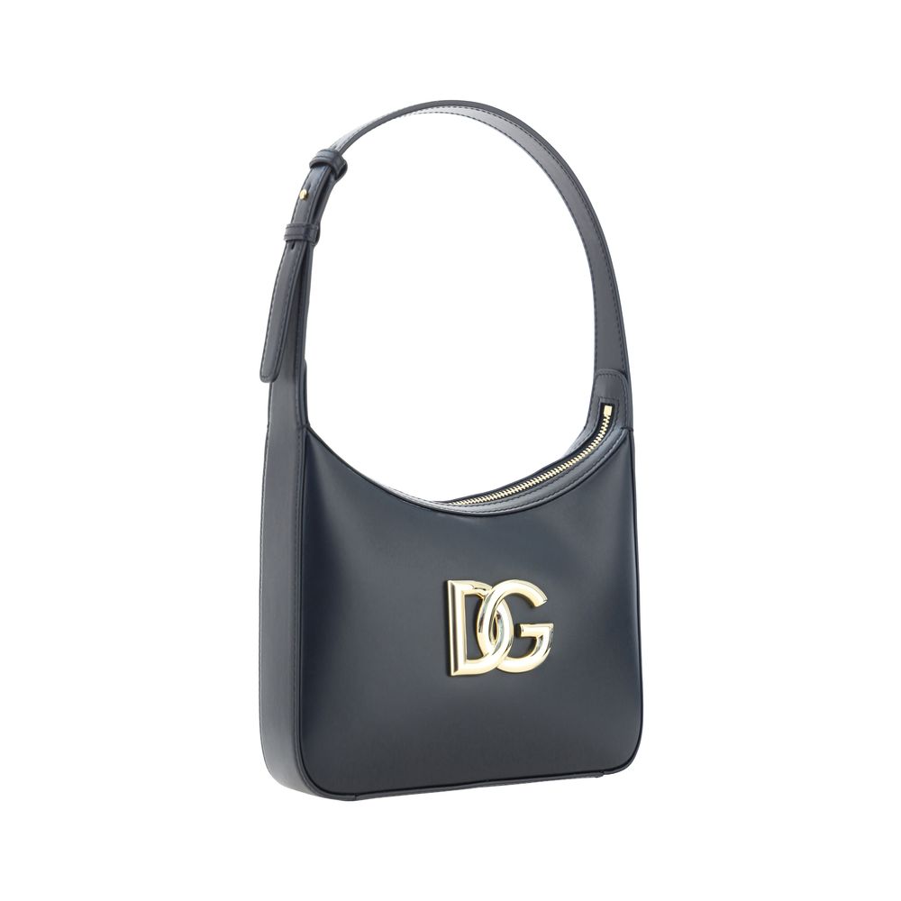 Dolce & Gabbana DG Logo Leather Shoulder Bag in Black