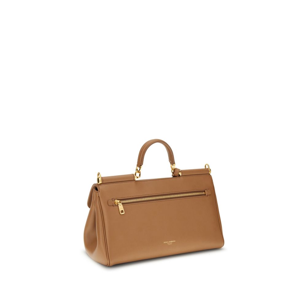 Dolce & Gabbana Large My Sicily Leather Handbag in Caramel Beige