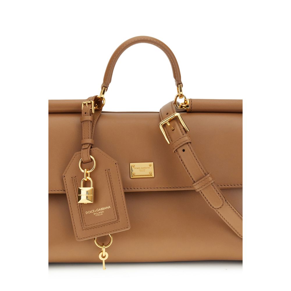Dolce & Gabbana Large My Sicily Leather Handbag in Caramel Beige