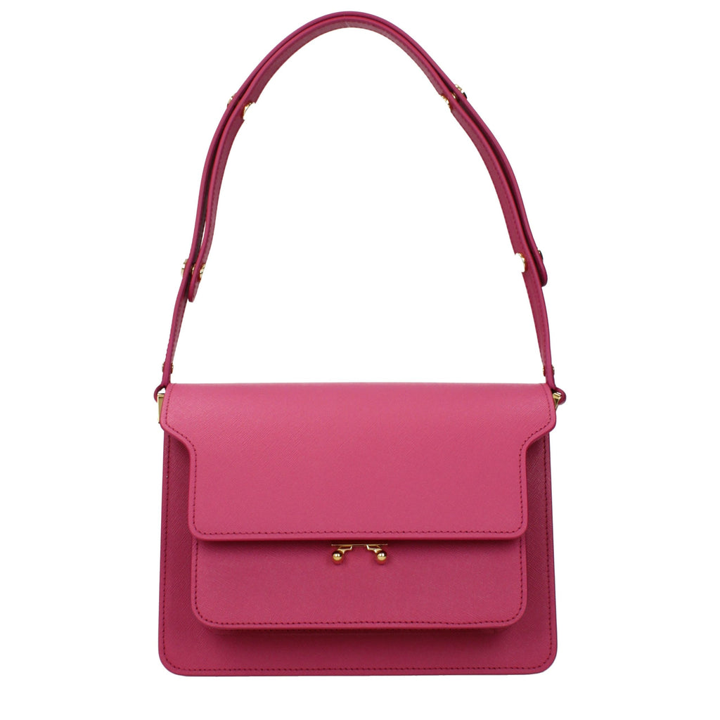 Marni Trunk Soft Leather Shoulder Bag in Fuchsia