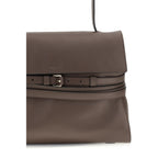 Moschino Tie Me Medium Handbag Taupe Leather