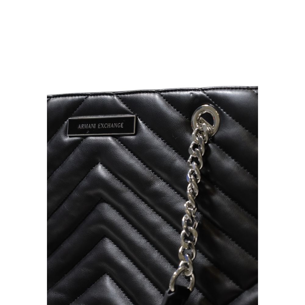 Armani Exchange Quilted Chevron Shopping Bag Black