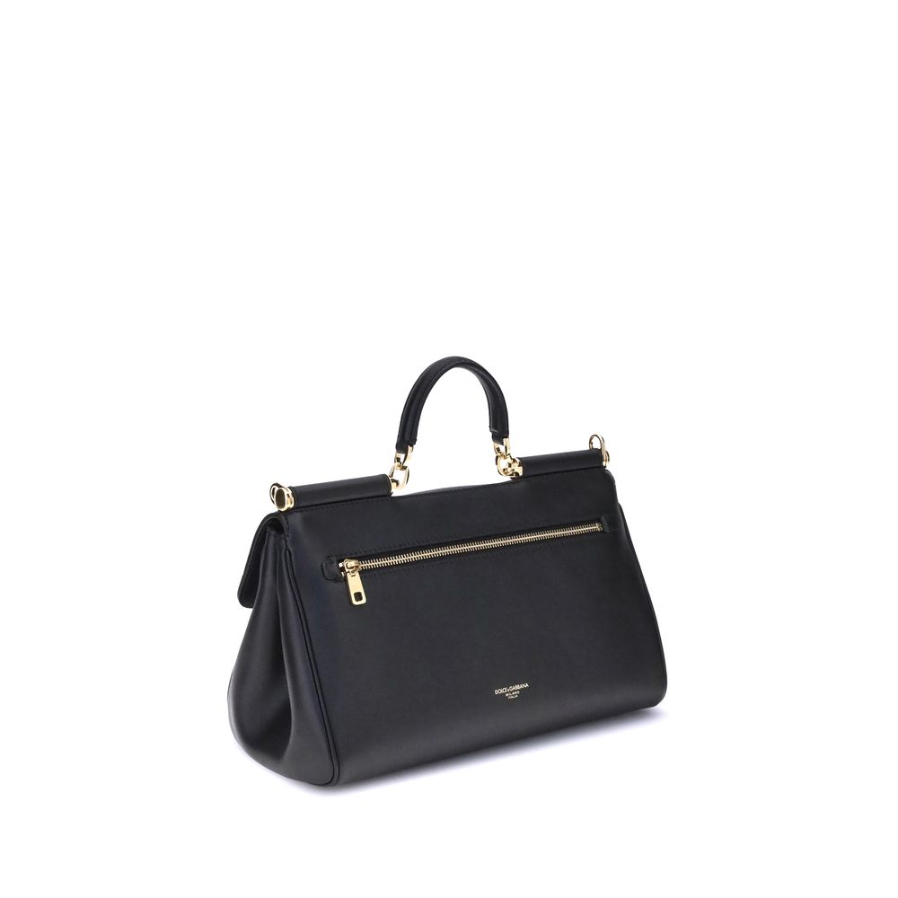 Dolce & Gabbana Large My Sicily Leather Handbag in Black