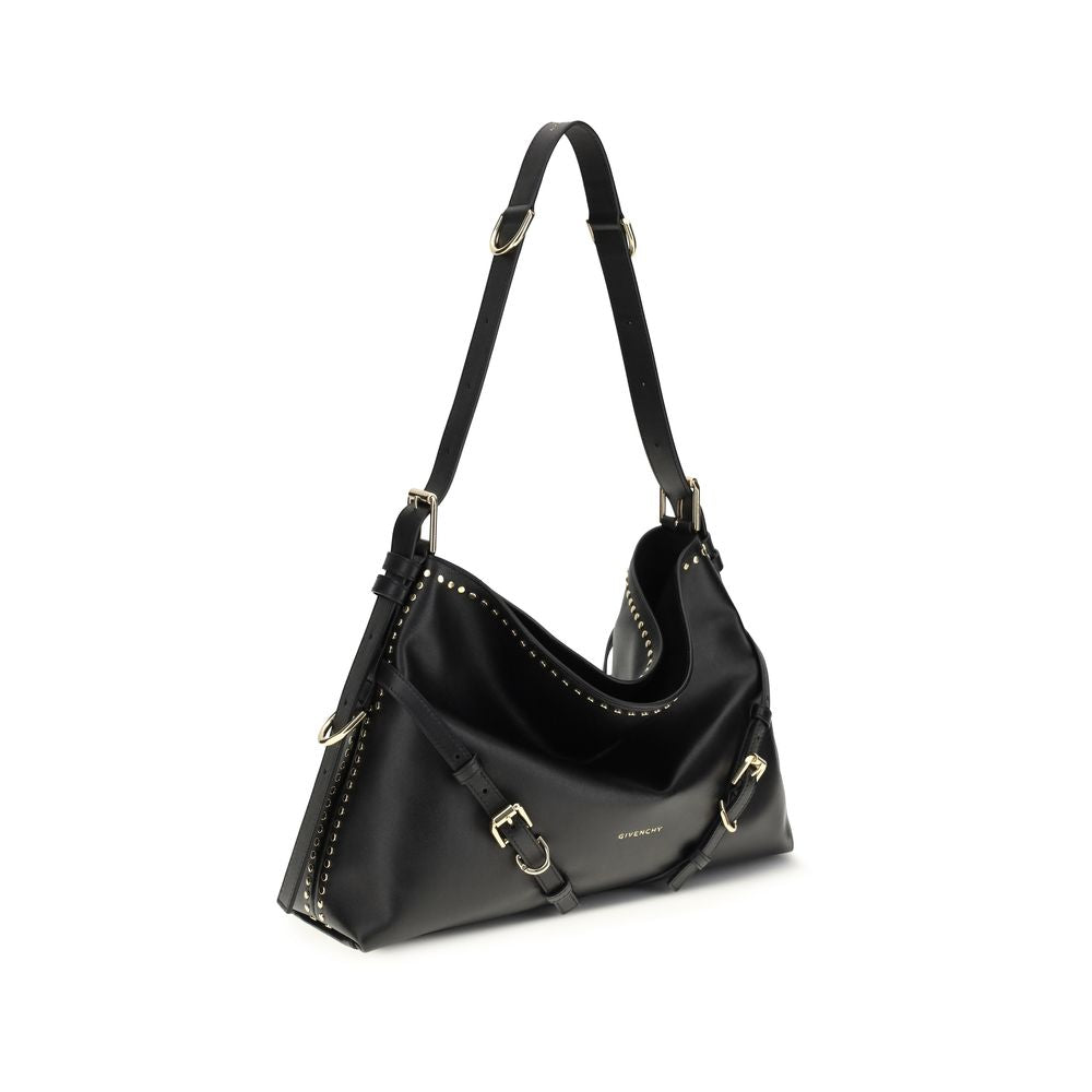 Givenchy Voyou Large Shoulder Bag in Black Shiny Calfskin