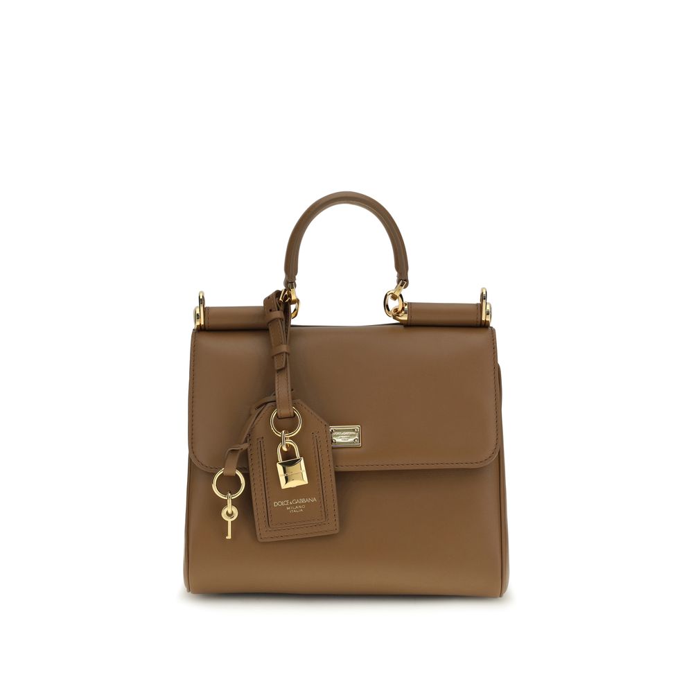 Dolce & Gabbana Medium My Sicily Leather Bag in Caramel Brown