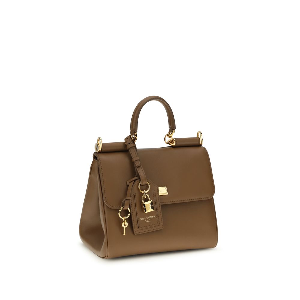Dolce & Gabbana Medium My Sicily Leather Bag in Caramel Brown