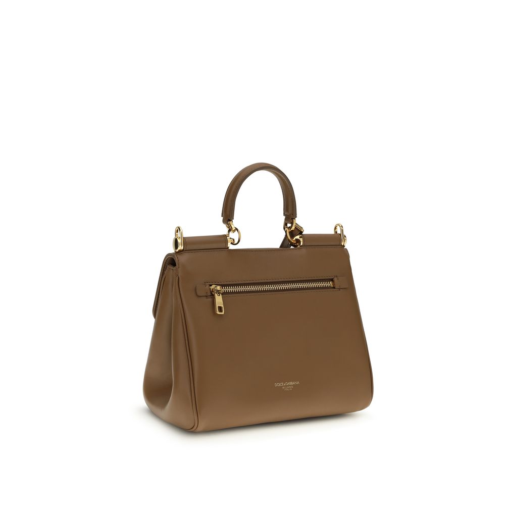 Dolce & Gabbana Medium My Sicily Leather Bag in Caramel Brown