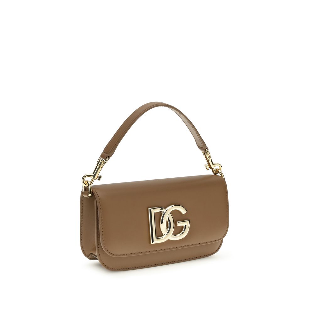 Dolce & Gabbana DG Logo Leather Shoulder Bag in Caramel Brown