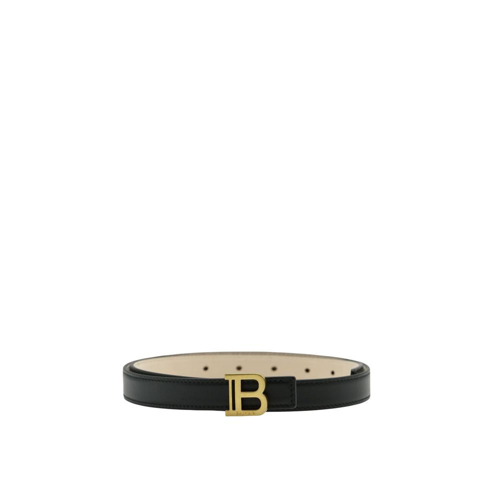 Balmain B Logo Belt Black Leather Gold Buckle