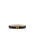 Balmain B Logo Belt Black Leather Gold Buckle