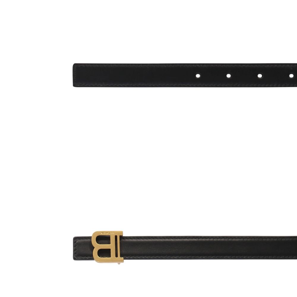 Balmain B Logo Belt Black Leather Gold Buckle