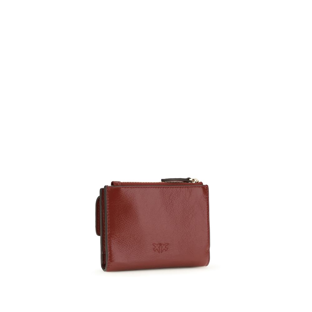 Pinko Logo Wallet Small Calf Leather Burgundy