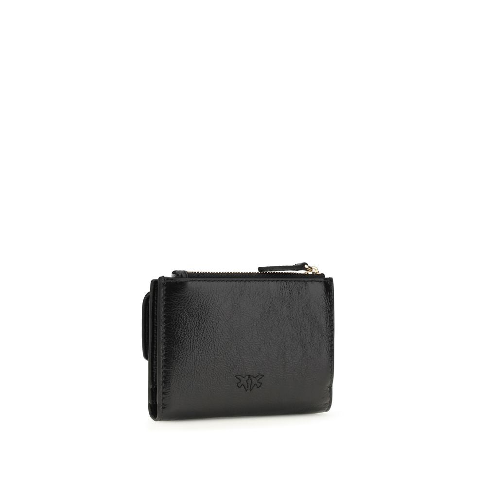Pinko Logo Wallet Small Calf Leather Black