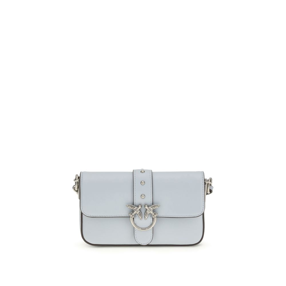Pinko Baby Love Micro Shoulder Bag Light Blue Calf Leather