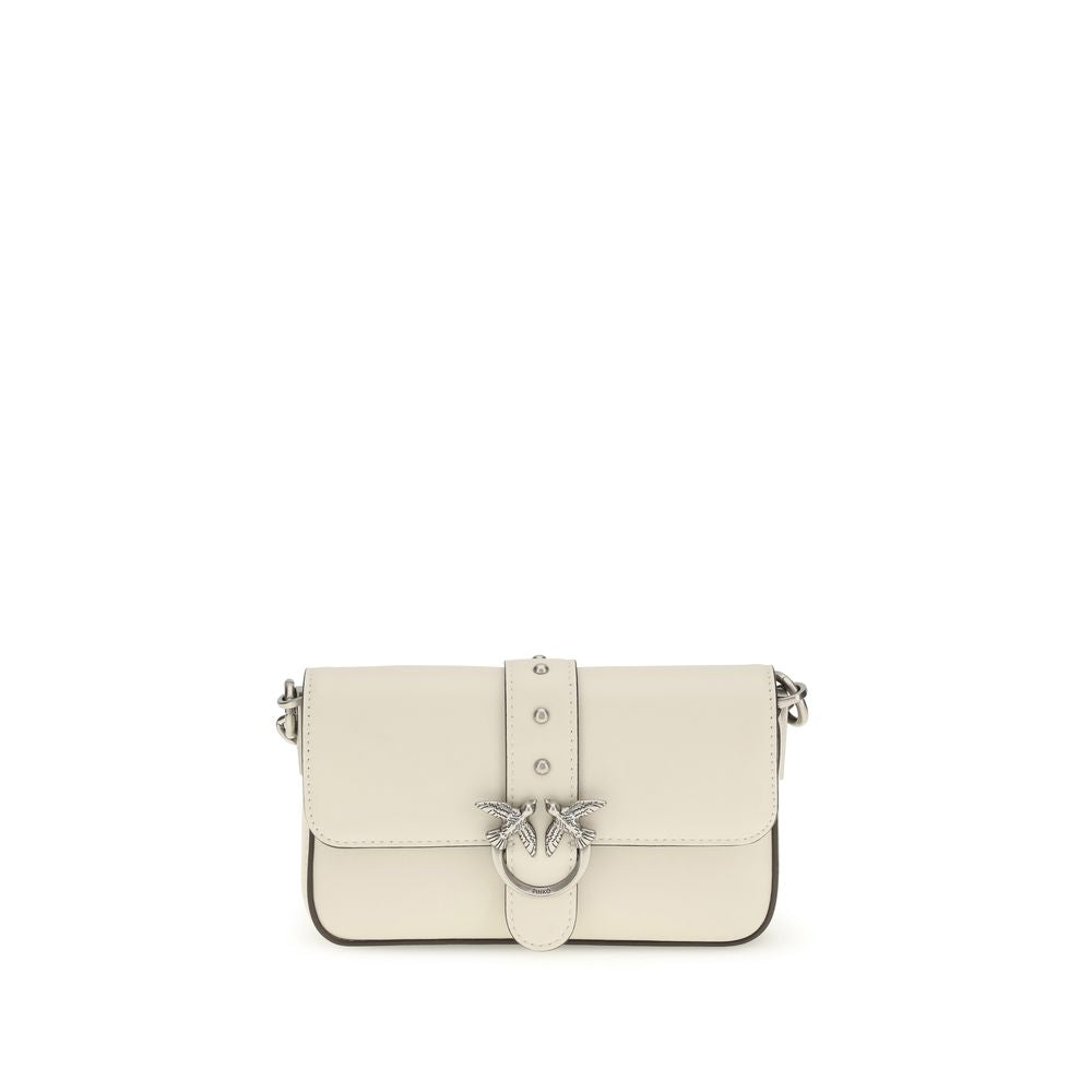 Pinko Baby Love Micro Shoulder Bag Cream Calf Leather