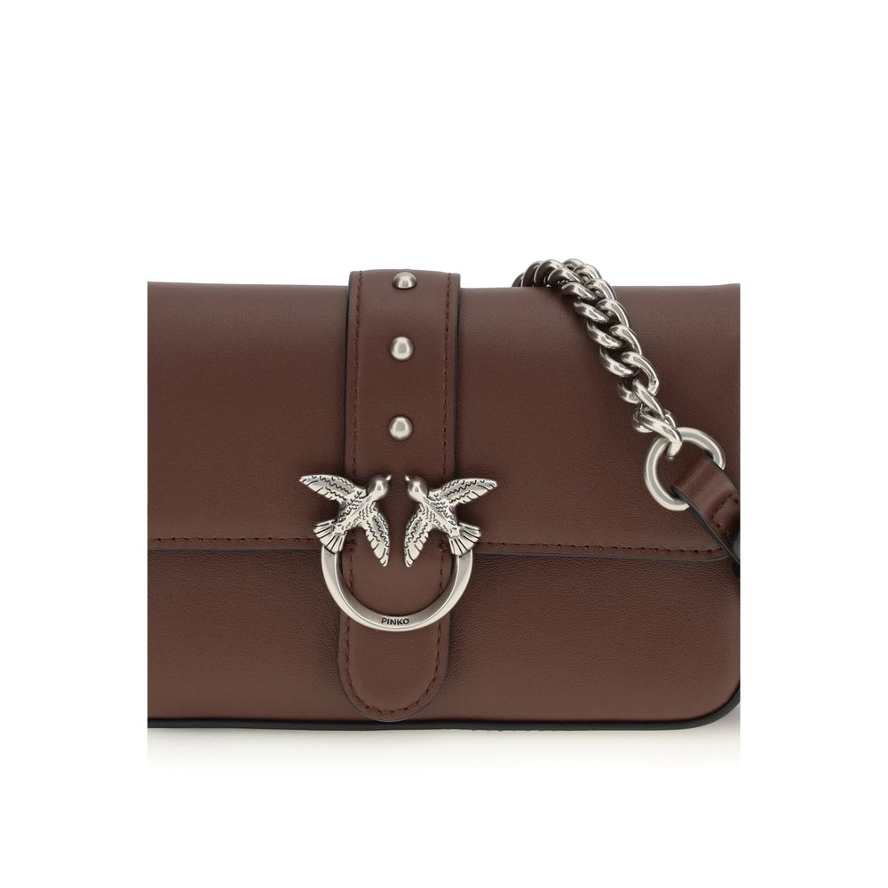 Pinko Baby Love Micro Shoulder Bag Light Blue Calf Leather