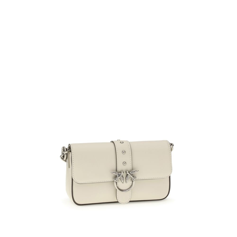 Pinko Baby Love Micro Shoulder Bag Cream Calf Leather