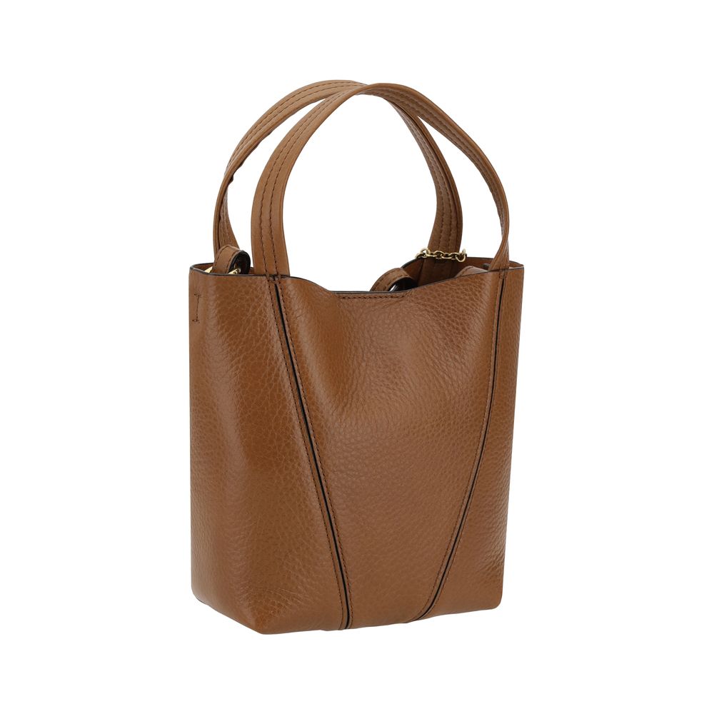 Chloé Spin Small Shoulder Bag Brown Grained Calf Leather