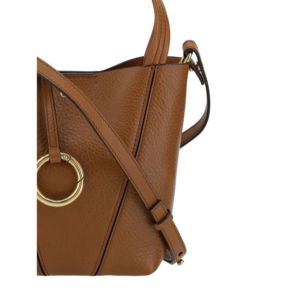 Chloé Spin Small Shoulder Bag Brown Grained Calf Leather