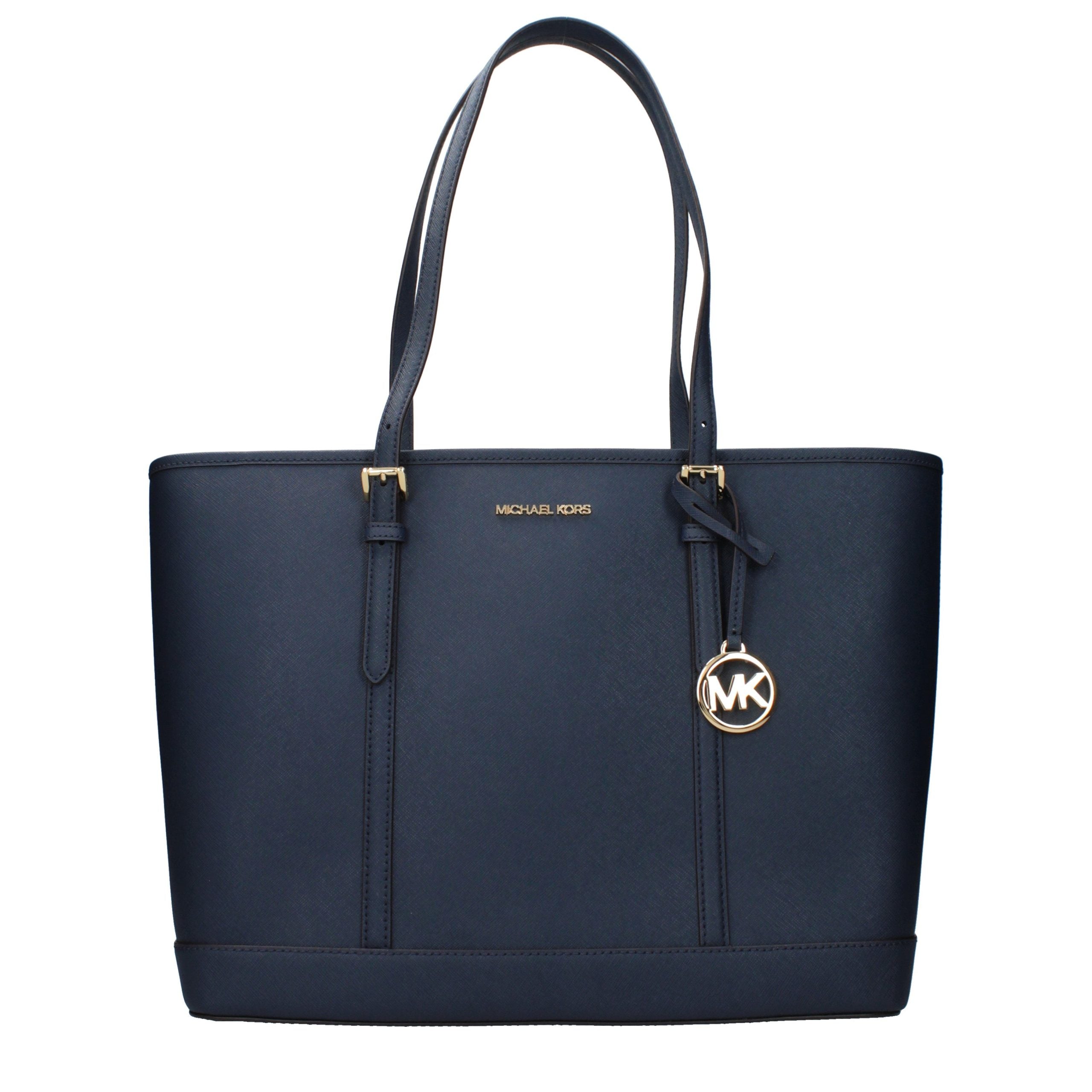 Michael Kors Jet Set Large Leather Tote Bag Navy