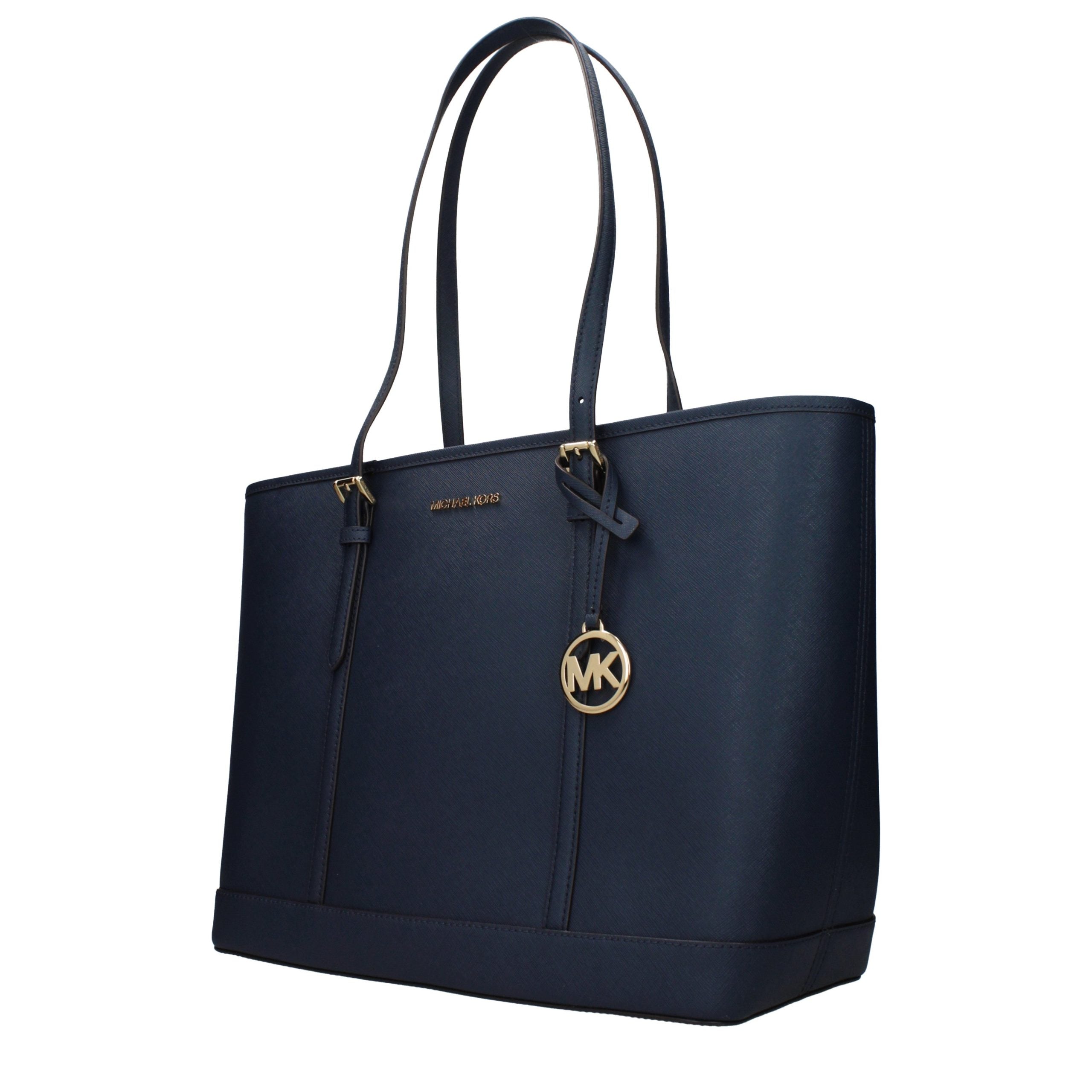 Michael Kors Jet Set Large Leather Tote Bag Navy