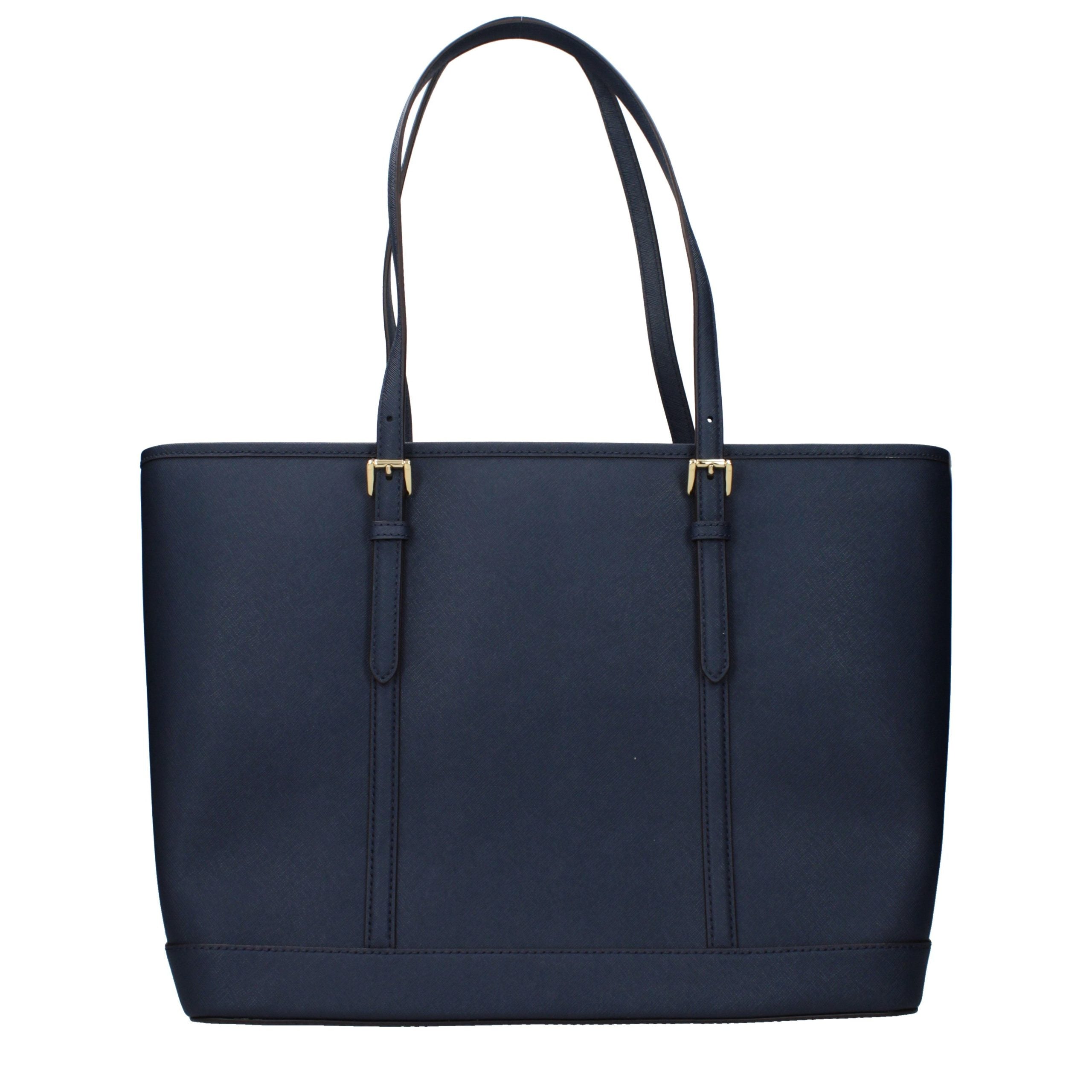 Michael Kors Jet Set Large Leather Tote Bag Navy