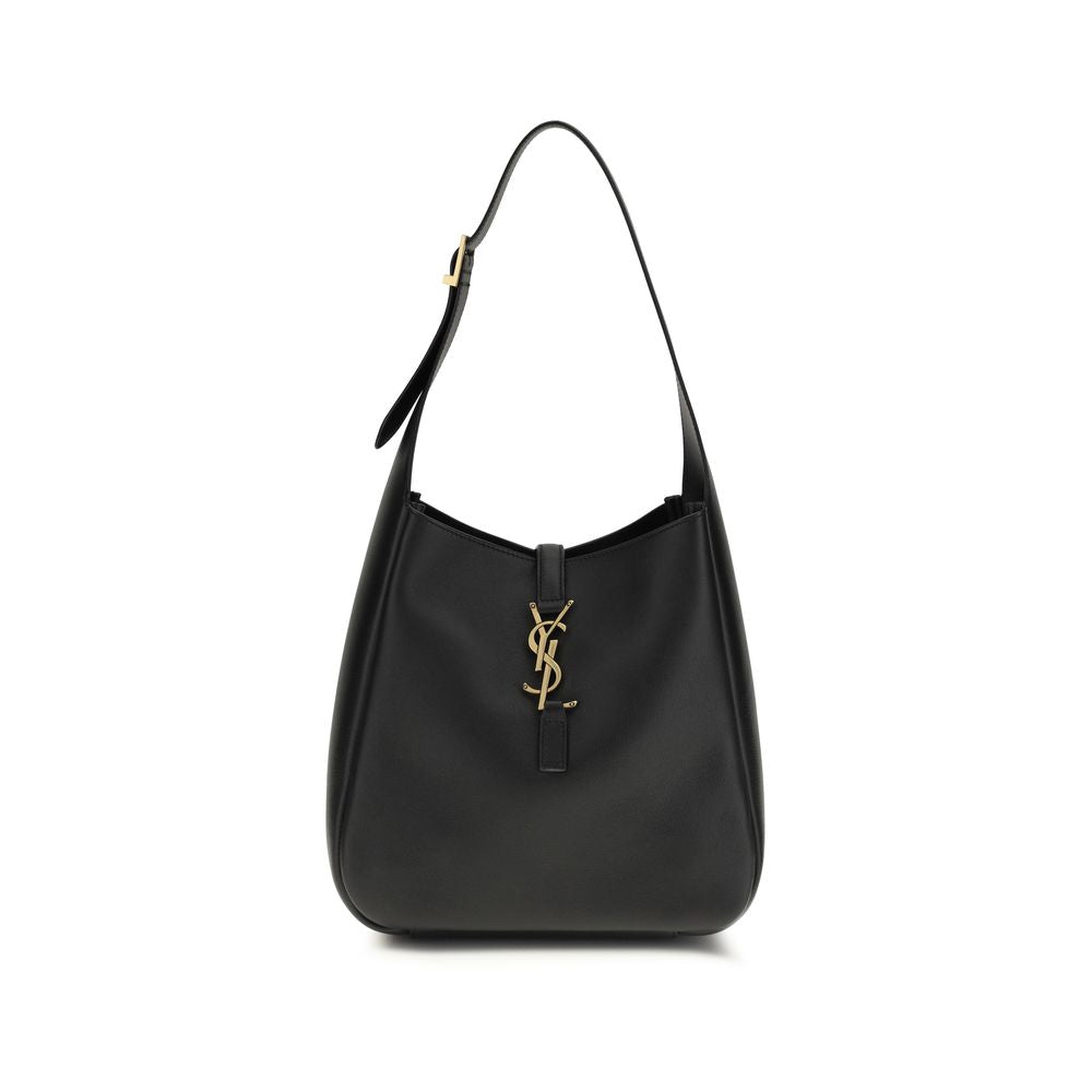 Saint Laurent Le 5 à 7 Shoulder Bag Medium Black Grained Leather YSL Logo