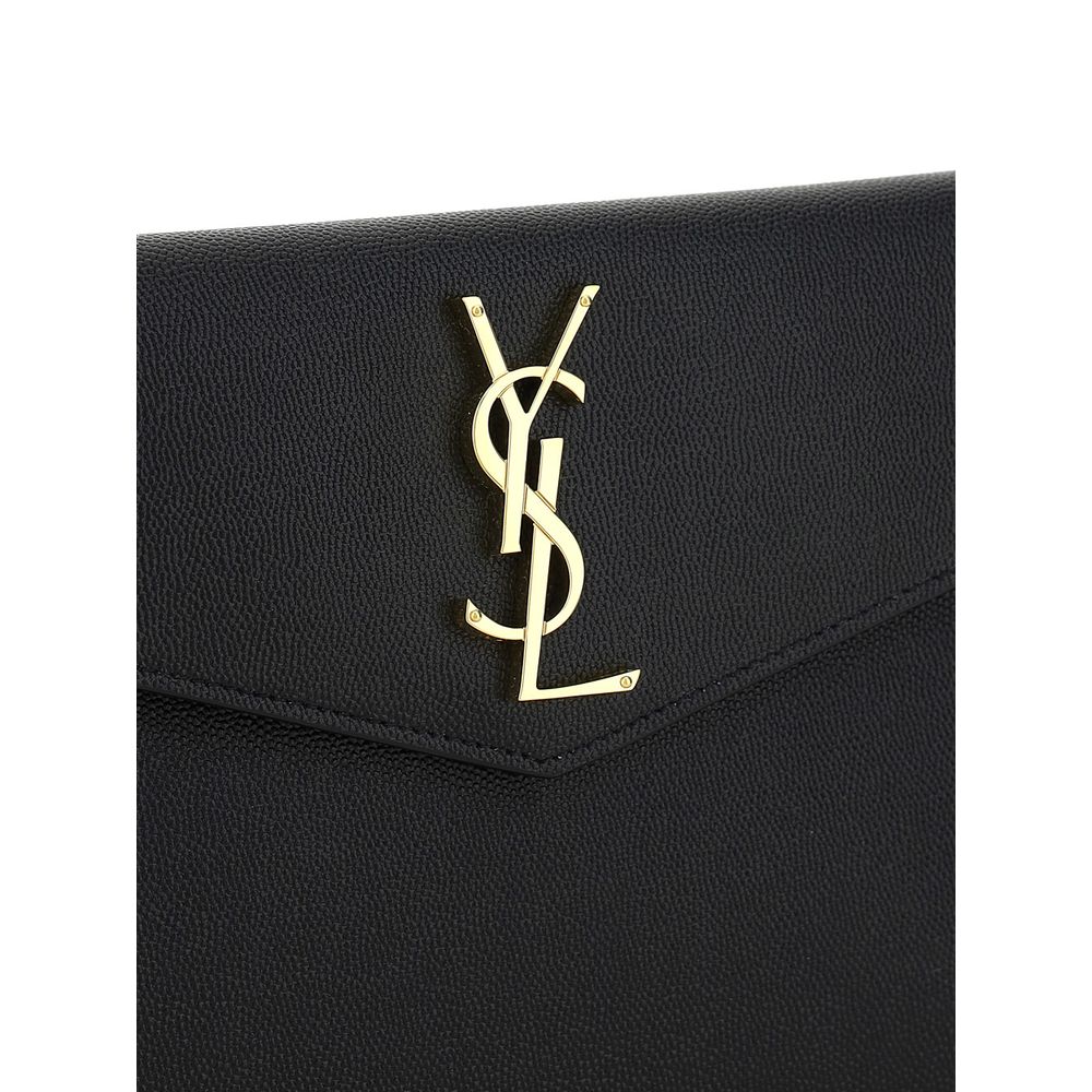 Saint Laurent Cassandre Envelope Clutch Black Grain de Poudre Leather