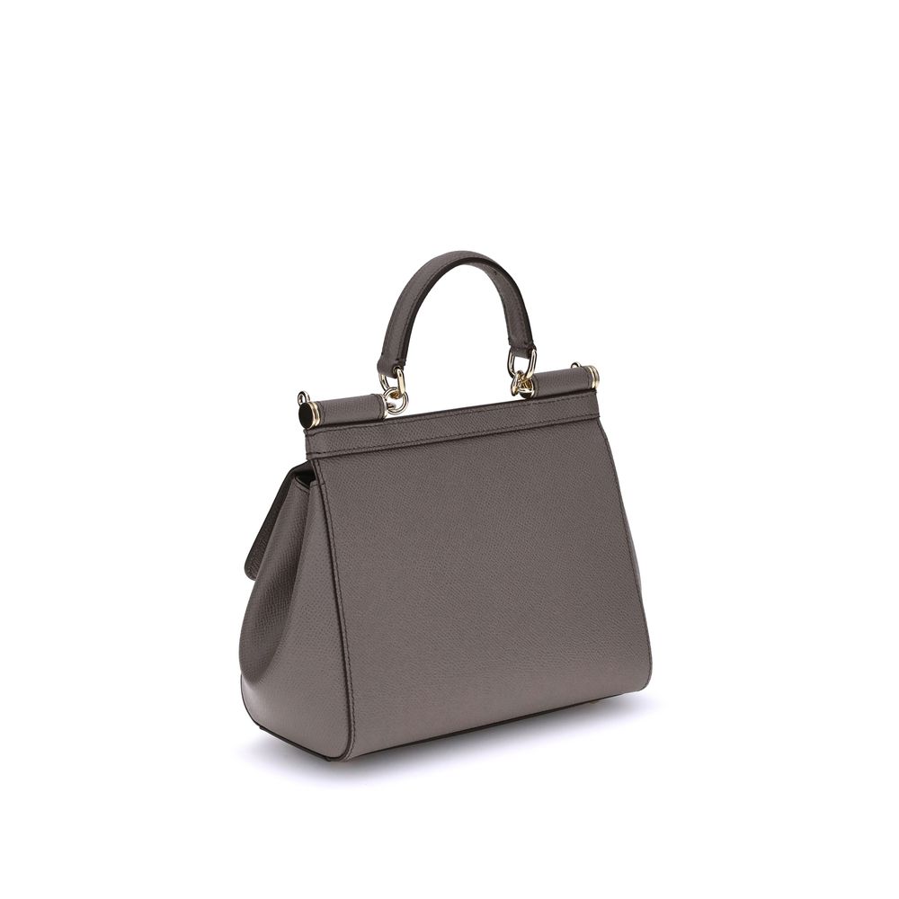 Dolce & Gabbana Sicily Soft Small Taupe Calf Leather Handbag