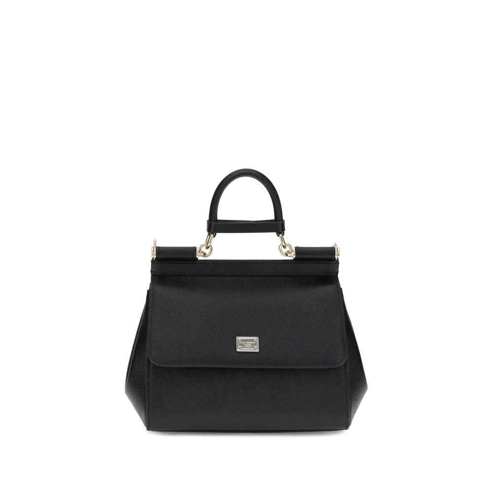 Dolce & Gabbana Sicily Soft Small Black Calf Leather Handbag