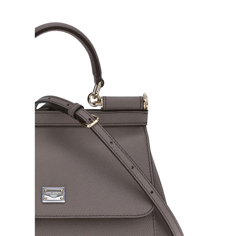 Dolce & Gabbana Sicily Soft Small Taupe Calf Leather Handbag