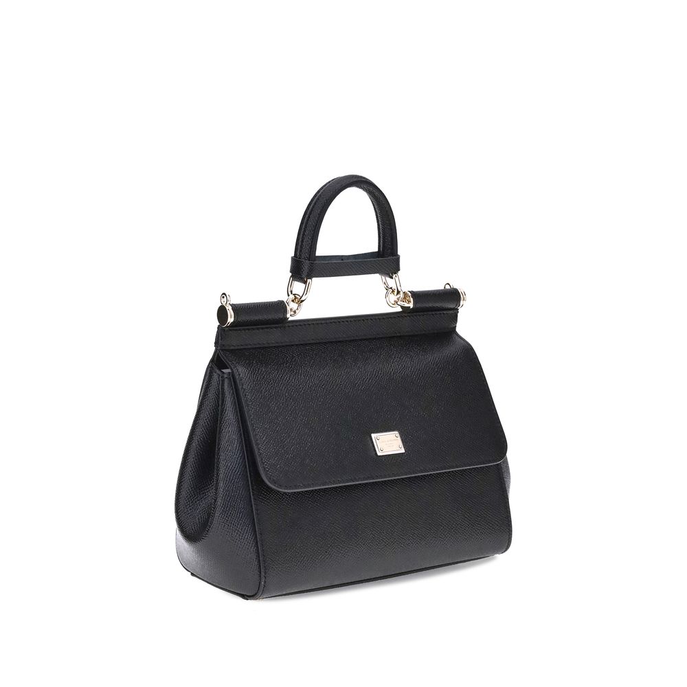 Dolce & Gabbana Sicily Soft Small Black Calf Leather Handbag