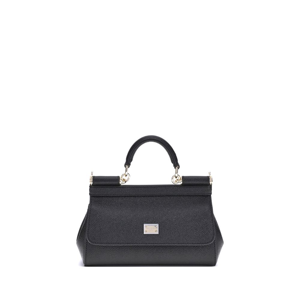 Dolce & Gabbana Sicily Small Black Calf Leather Handbag