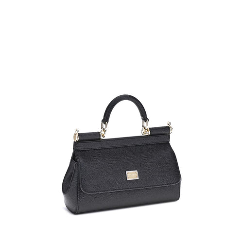 Dolce & Gabbana Sicily Small Black Calf Leather Handbag