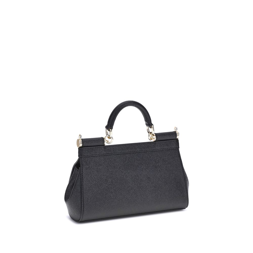 Dolce & Gabbana Sicily Small Black Calf Leather Handbag
