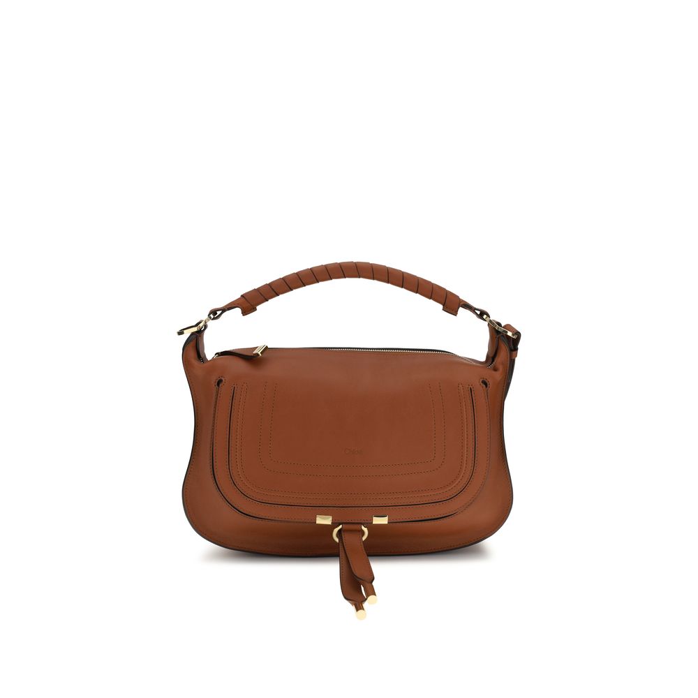 Chloé Marcie Small Shoulder Bag Tan Calf Leather