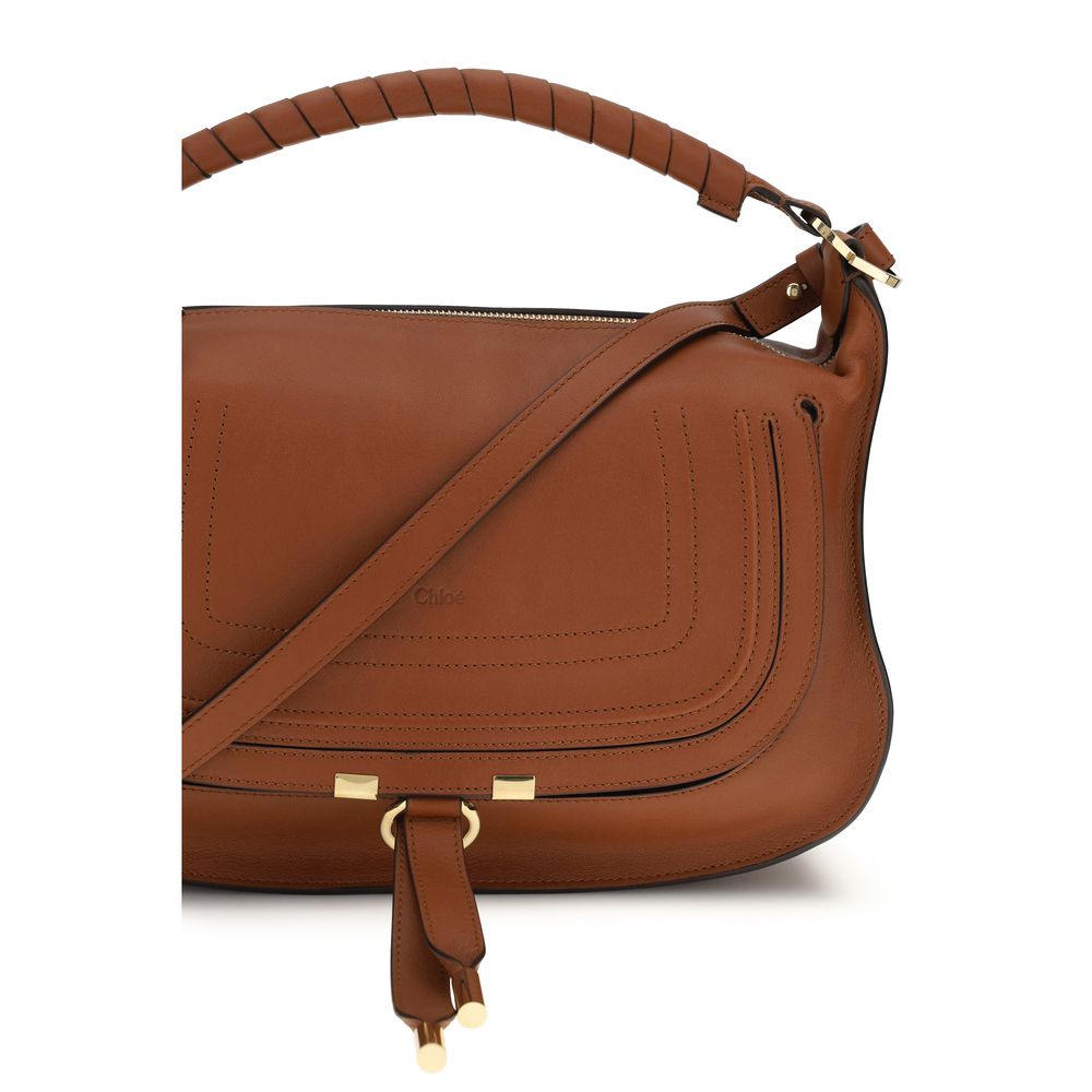 Chloé Marcie Small Shoulder Bag Tan Calf Leather